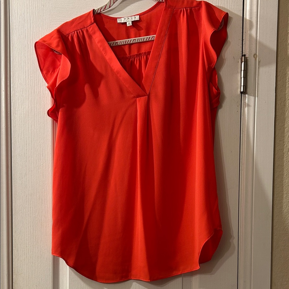 Chaus Red V-Neck Women's Top-sz M